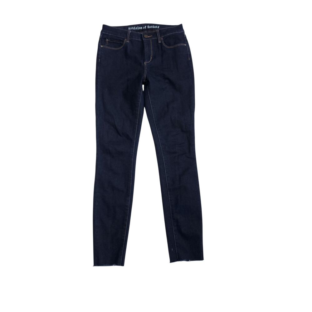 Articles of Society Skinny Jeans Melody Wash Mid Rise Dark Wash Cut Off Hem 26